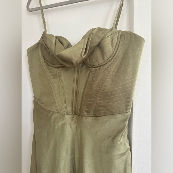 NWOT HOUSE OF CB 'Myrna' Olive Corset Slip Dress/Size XL US 10-12 - Picture 3 of 5